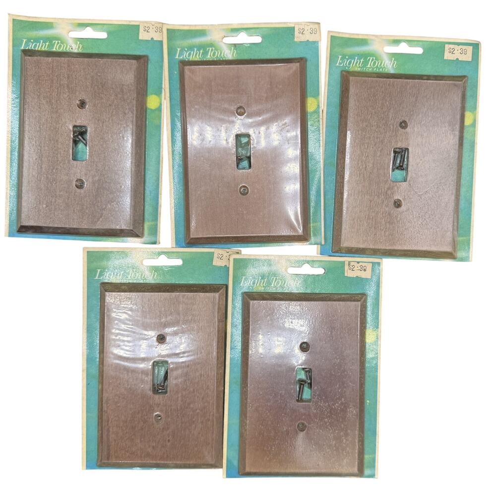 🪵 Light Touch Faux Wood Wall Plate Lot Vintage Retro Switch Cover MCM Home